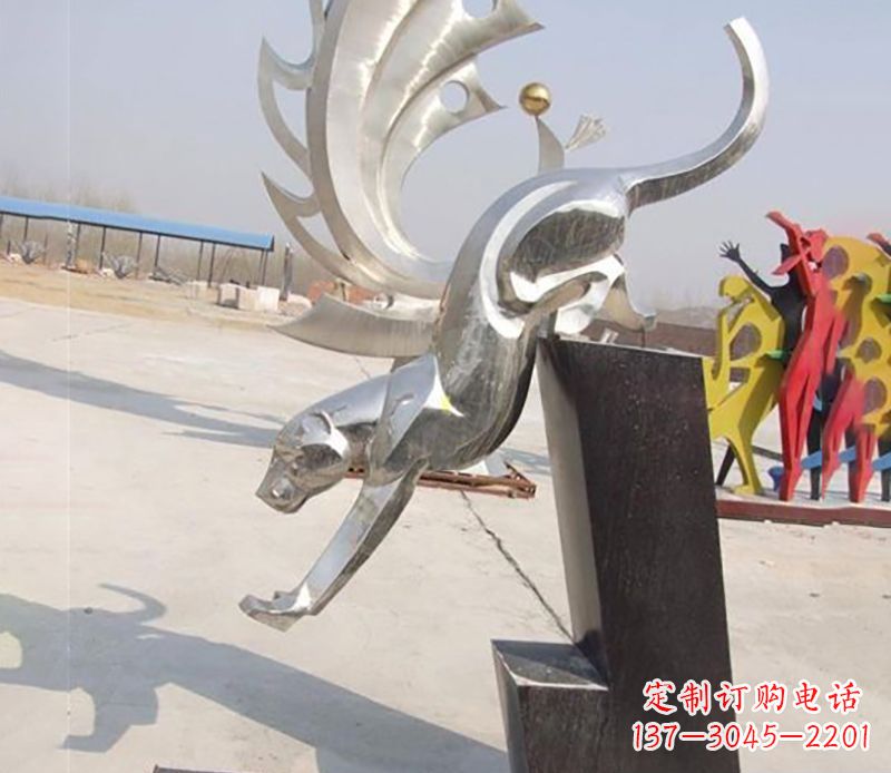 保定经典大气的不锈钢豹子雕塑