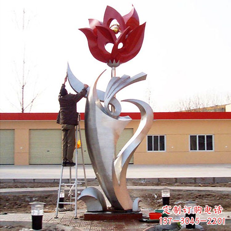 保定高端定制玫瑰花不锈钢大型雕塑