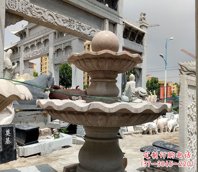 保定户外多层喷泉石雕 (4)