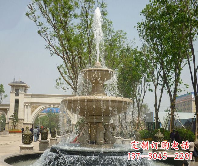 保定精美多层喷泉雕塑,营造出优美水乐园