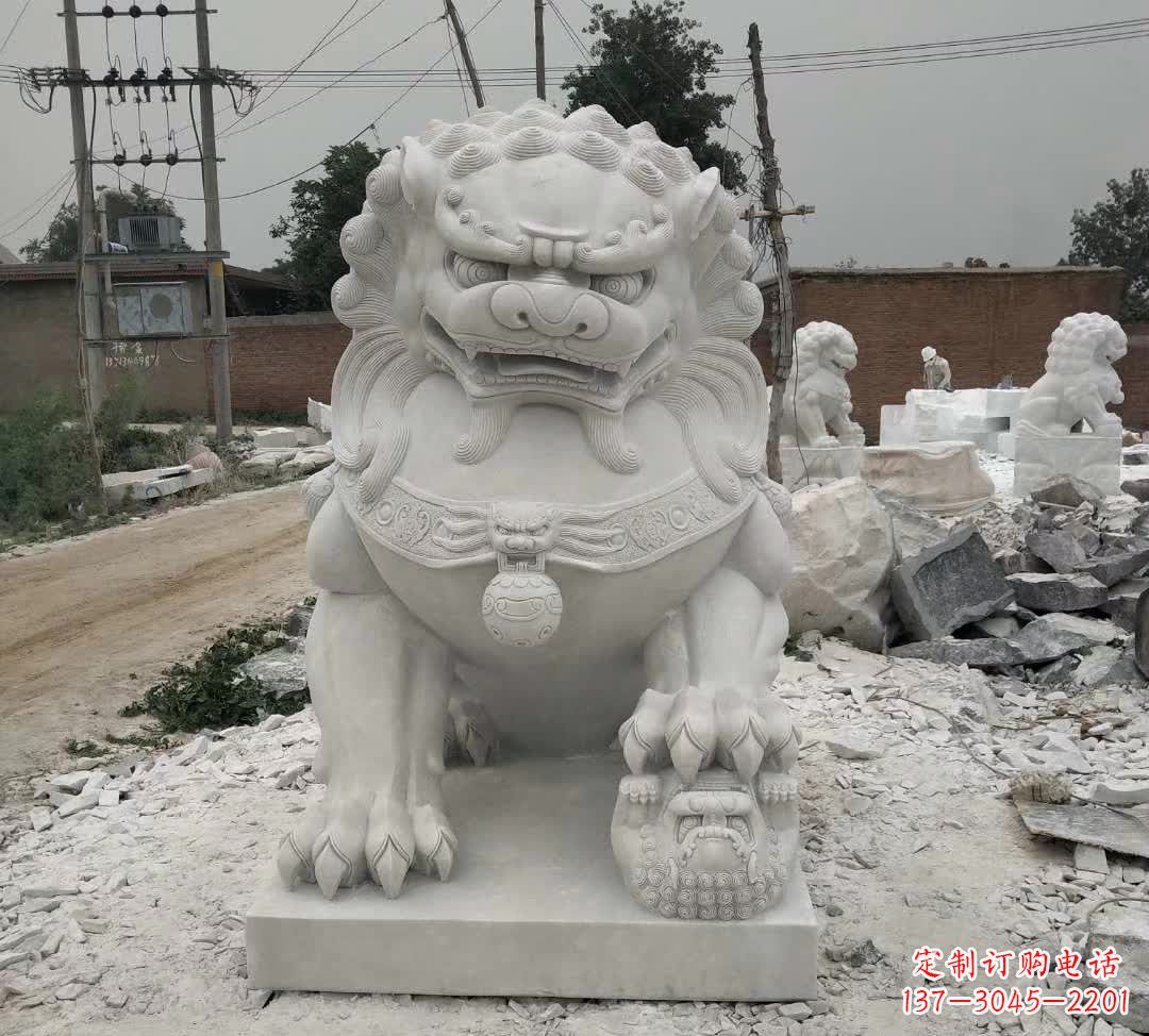 保定非凡威猛!来自中领雕塑的狮子踩球石雕