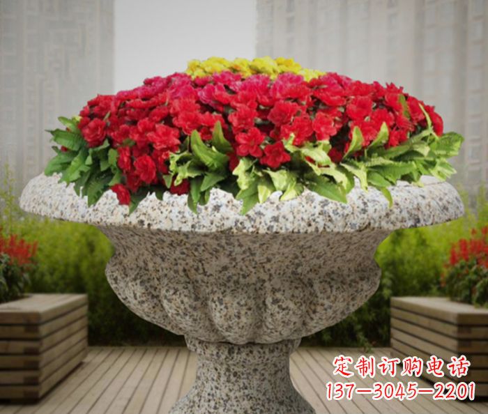 保定中领雕塑精美花岗岩花盆小区石雕