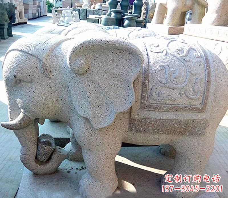 保定花岗岩元宝大象石雕,雕刻古典且充满质感