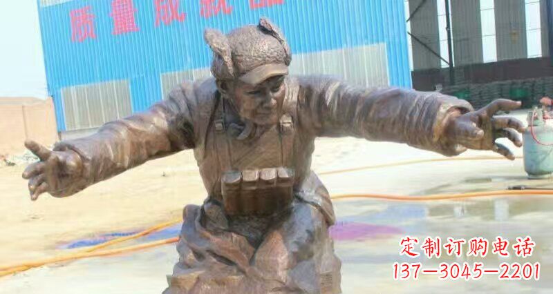 保定黄继光校园英雄人物铜雕