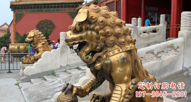 保定黄铜狮子故宫狮雕塑,高端定制艺术品