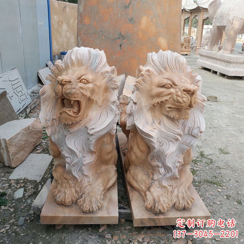 保定风格多样的狮子雕塑