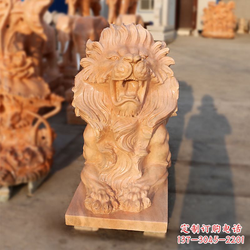 保定象征力量的汇丰狮子红石雕