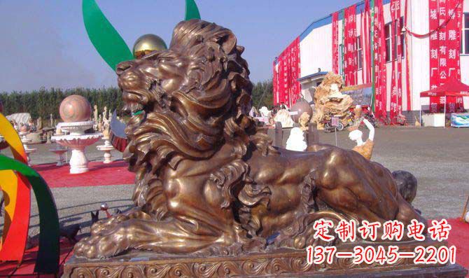 保定汇丰西洋狮子铜雕,精美华贵