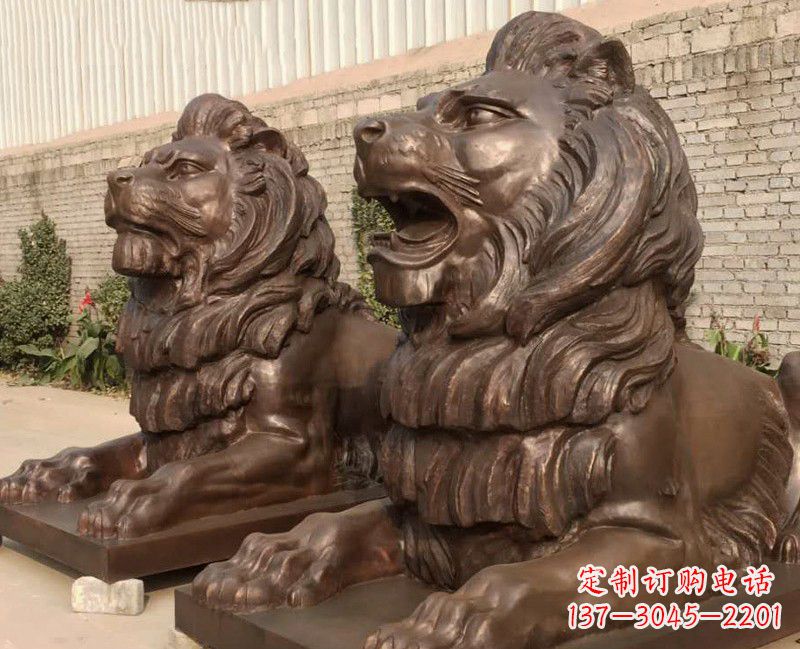 保定汇丰铜雕狮子,威武雄壮