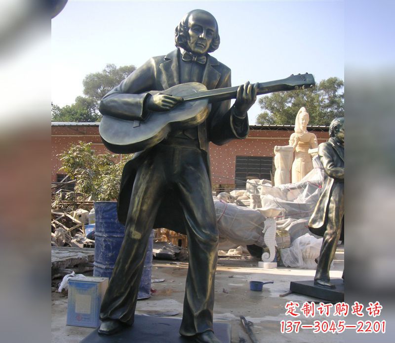 保定吉他演奏人物景观铜雕