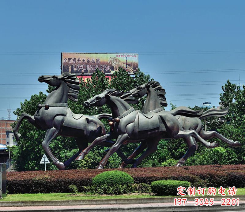 保定非凡运动,街边奔马铜雕塑