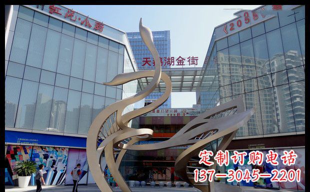 保定高雅大气的不锈钢抽象天鹅雕塑