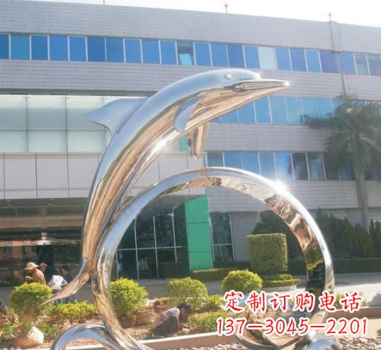 保定精致的不锈钢海豚雕塑