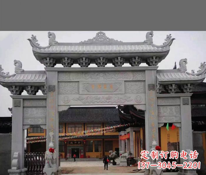 保定专业街边道路三门石牌坊雕塑制作