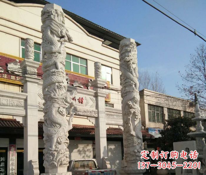 保定汇聚古灵神韵的大理石龙柱雕塑