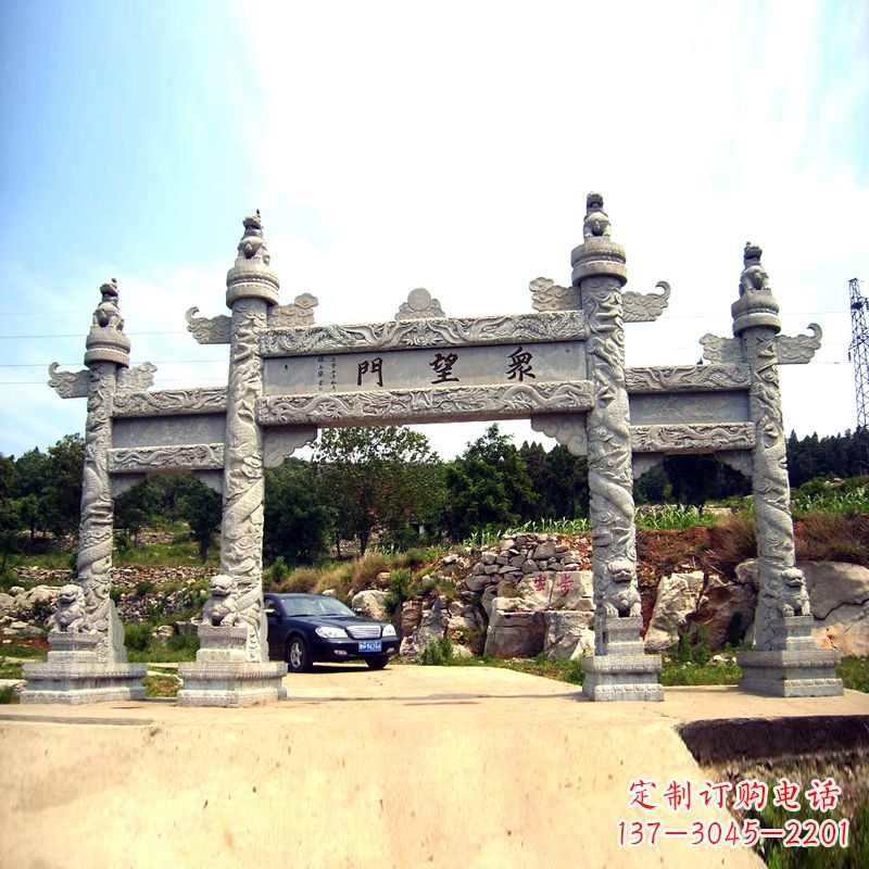 保定景区大门华表牌坊石雕