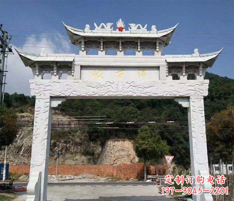 保定景区单门牌坊石雕