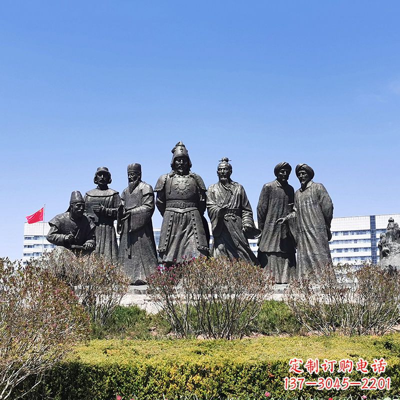 保定景区公园成吉思汗人物群景观铜雕