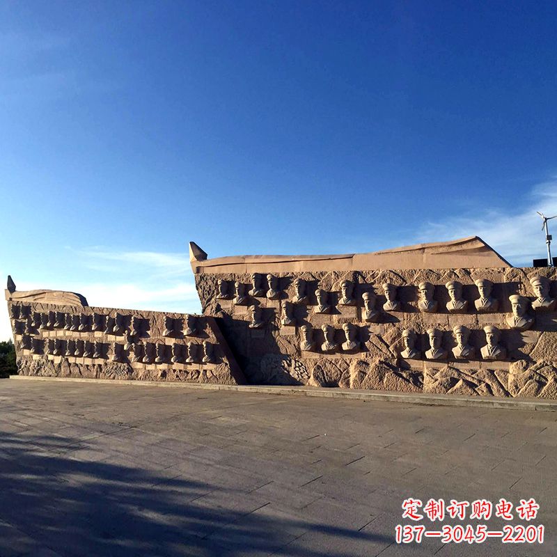 保定景区广场当代名人著名将领景观石雕头像群