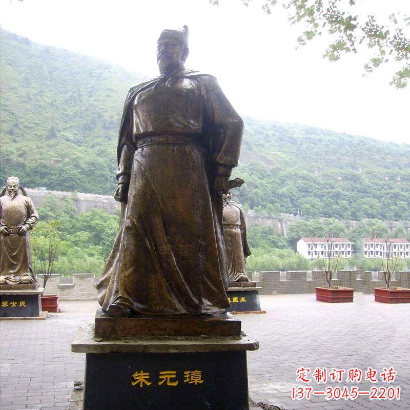 保定景区广场古代帝王明太祖朱元璋铜雕塑像