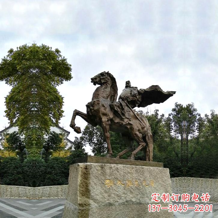 保定景区广场历史名人朱元璋骑马铜雕景观雕塑
