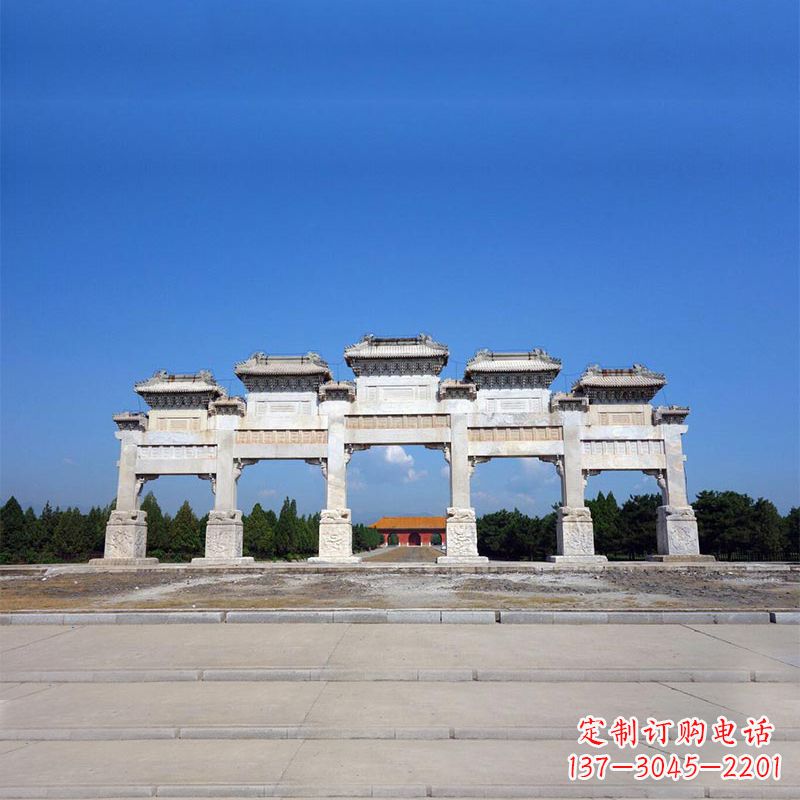 保定景区广场五门石雕牌楼