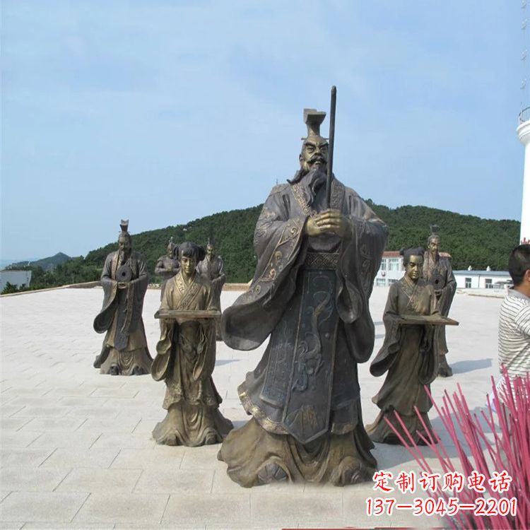 保定景区广场秦始皇祭祀铜雕情景小品雕塑