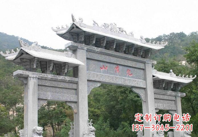 保定三门仿古牌坊石雕,精美绝伦