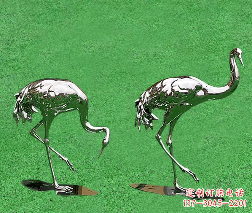 保定精美镜面不锈钢动物鹤雕塑