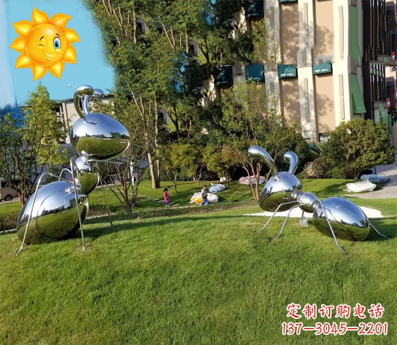 保定优质镜面不锈钢蚂蚁雕塑