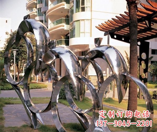 保定镜面不锈钢骑自行车人物雕塑