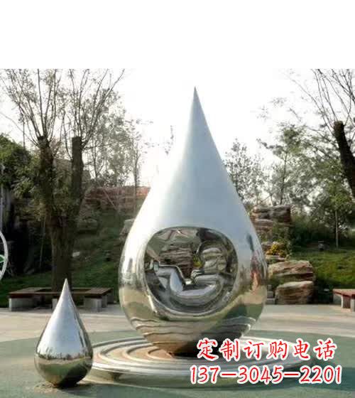 保定镜面不锈钢水滴雕塑,精致灵动,描绘出美好生活