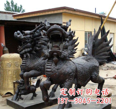 保定精致、象征意义高的聚财铜麒麟雕塑
