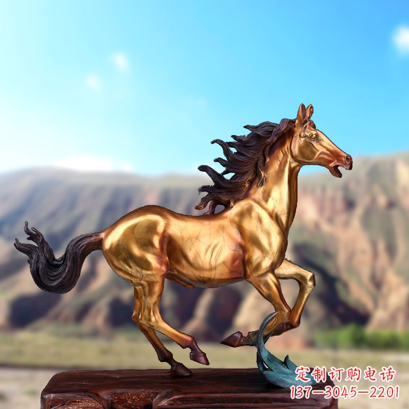 保定烤漆铜动物雕塑,精美马雕