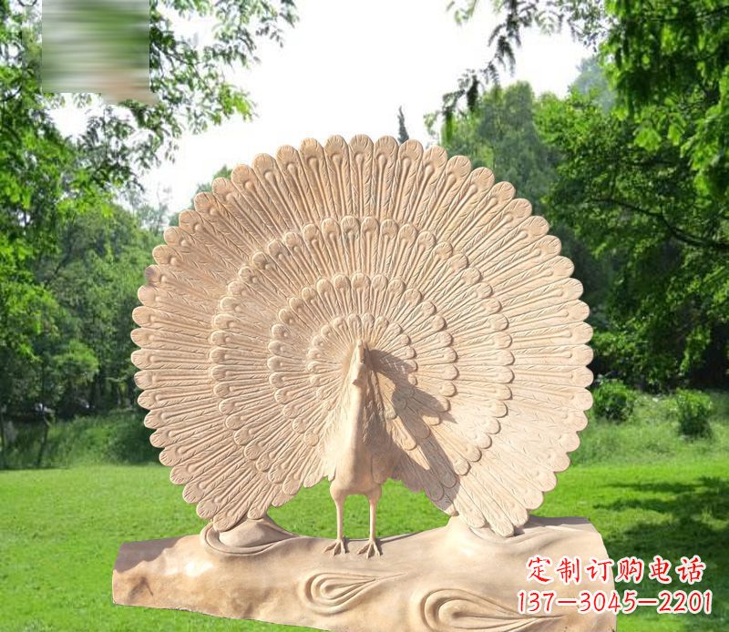 保定欣赏孔雀美感的石雕公园雕塑