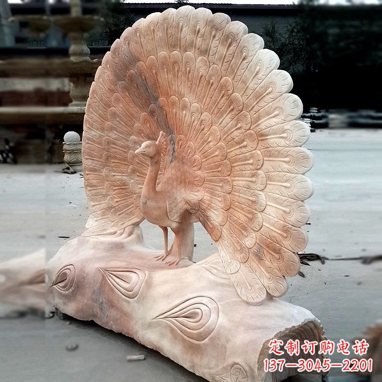 保定艺术精美的孔雀石红雕塑
