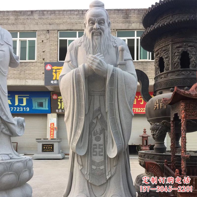 保定传承古典,精美绝伦的孔子石雕头像
