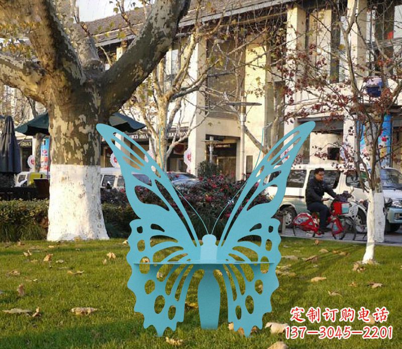 保定蓝色不锈钢镂空蝴蝶雕塑