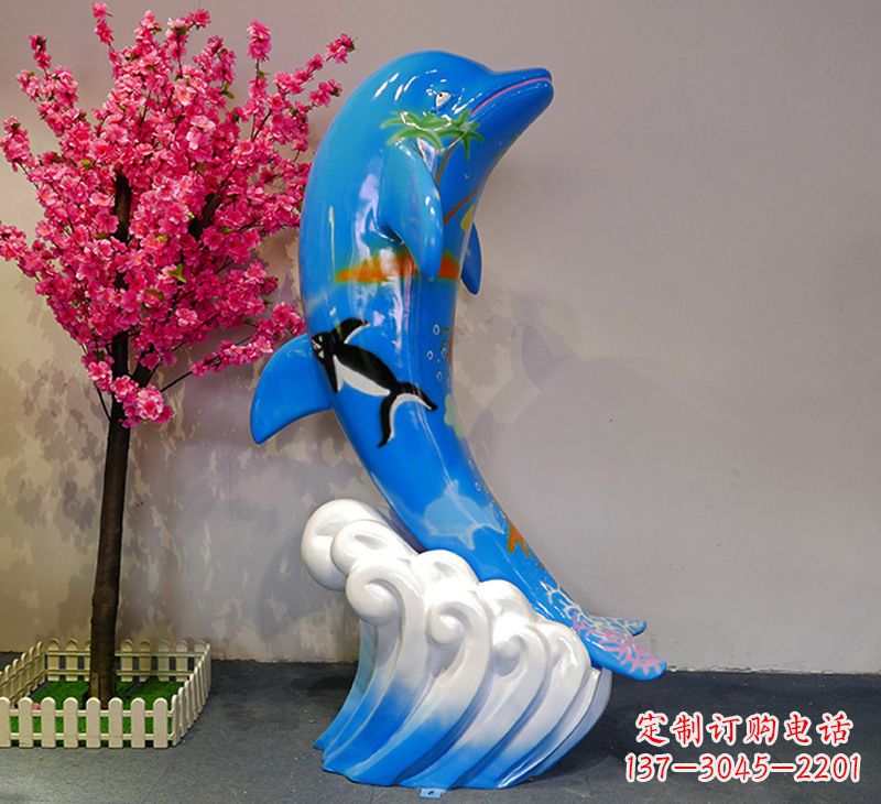 保定蓝色海豚彩绘雕塑,装点您的园林景观