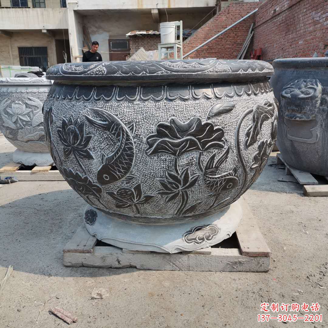保定老青石园林石雕水缸