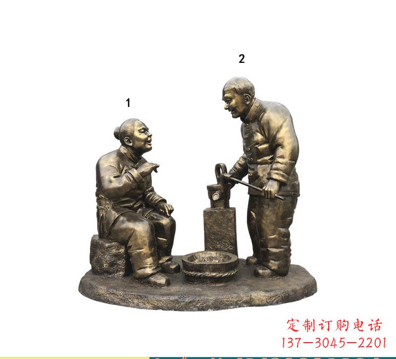 保定质朴传神的老人铜雕