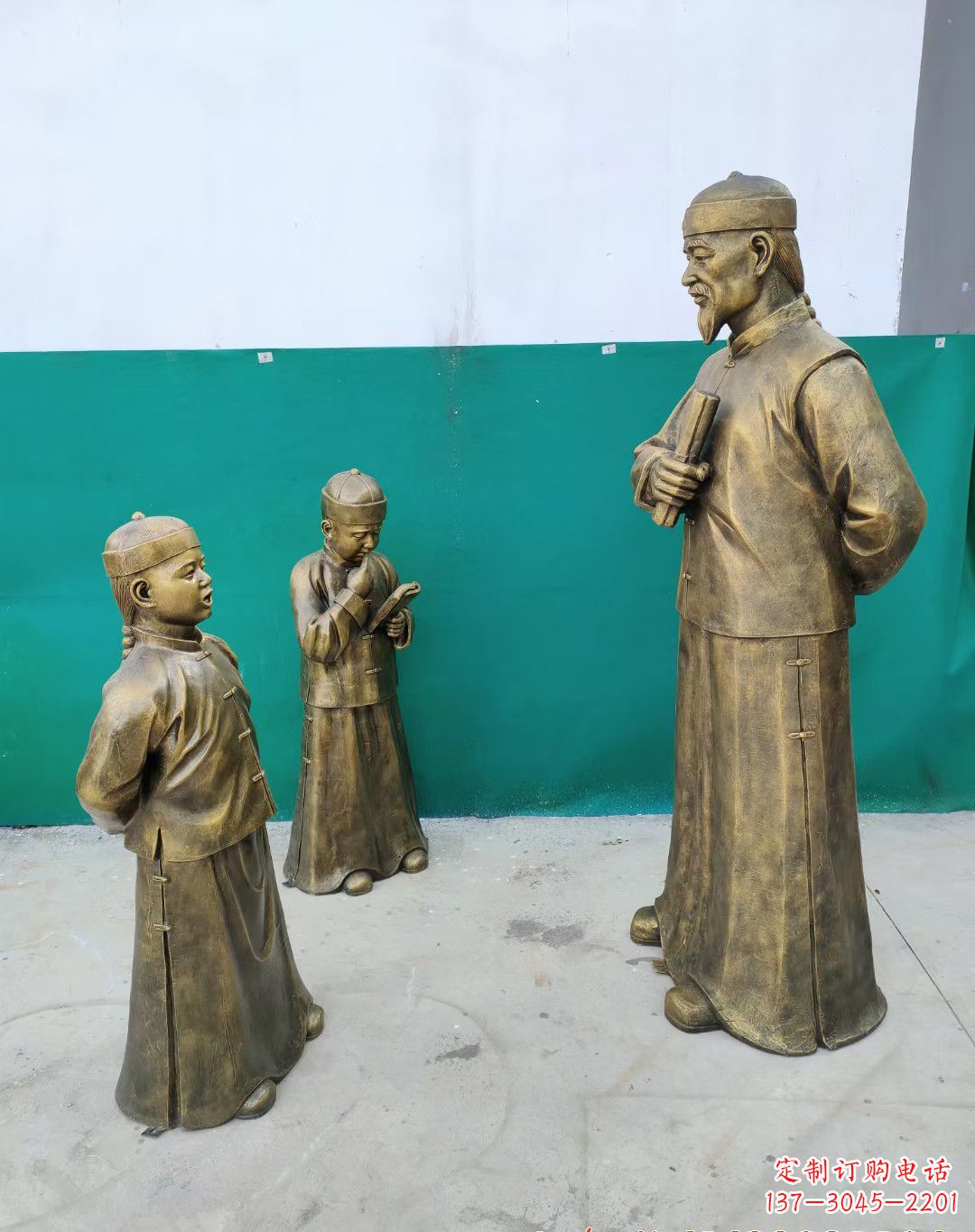 保定老师教导孩子铜雕