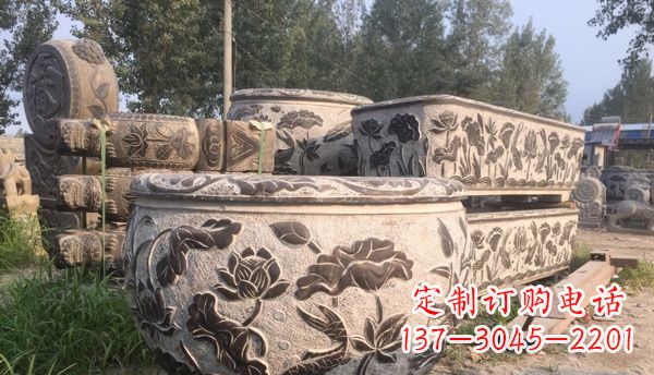 保定出类拔萃的丝绸石浮雕仿古圆水缸