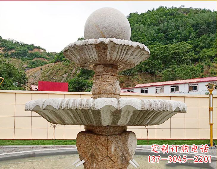 保定精致莲花石雕喷泉,添点艺术气息