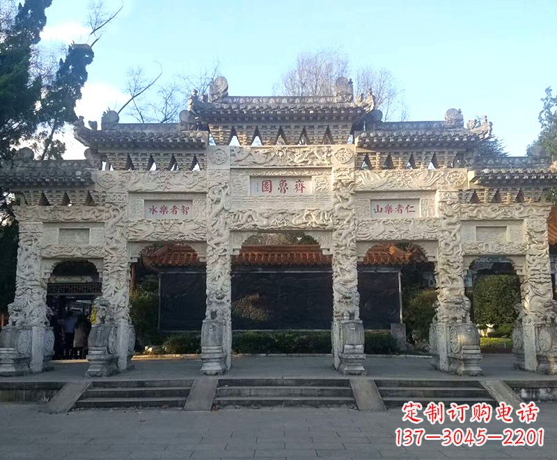 保定传承石雕牌坊楼,领雕塑带来您极致定制