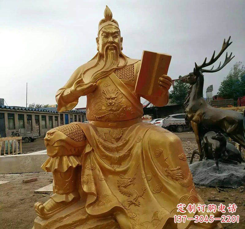 保定鎏金关公铜雕塑,历久弥新