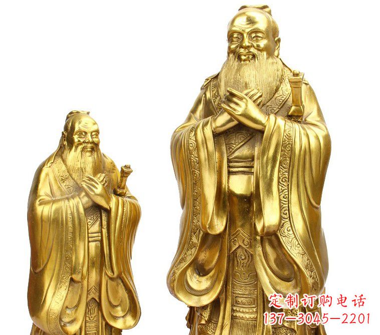保定鎏金质感精美孔子铜雕像
