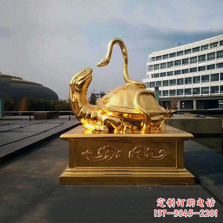 保定鎏金上古神兽玄武动物铜雕塑