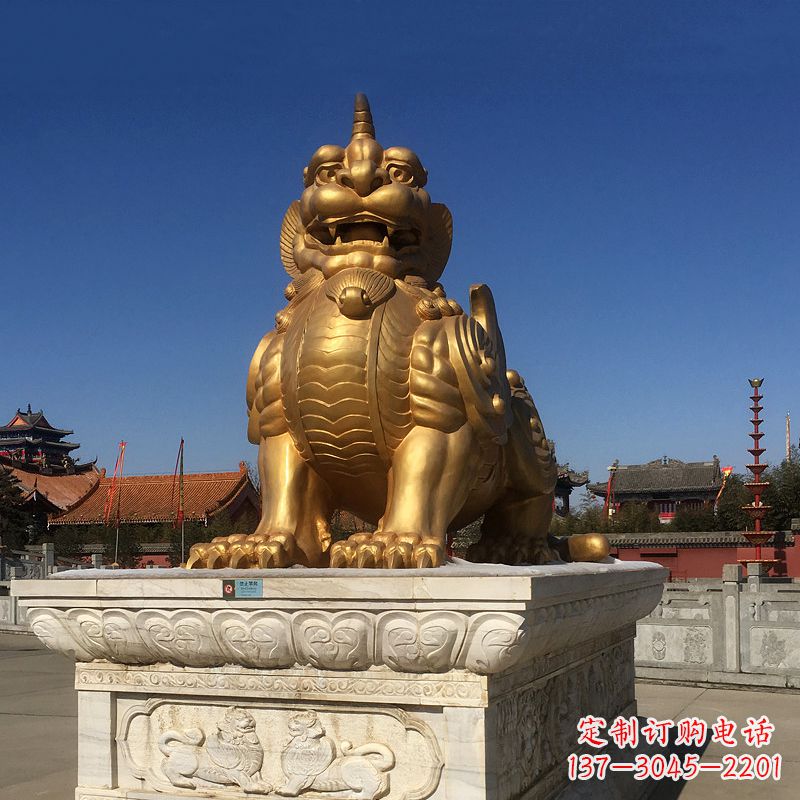 保定鎏金獬豸铜雕,为您提供精美的景观雕塑