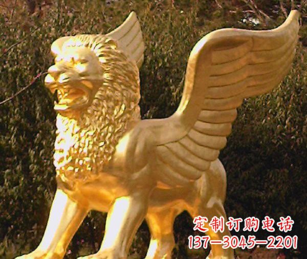 保定鎏金西洋狮子飞狮铜雕,尊贵非凡
